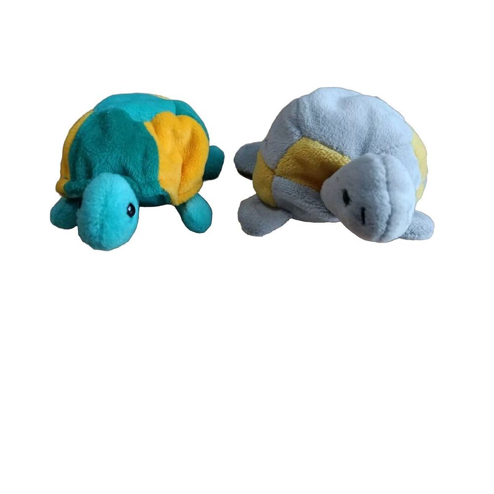Vtg Collectible 1997 The 24K Company Green & Yellow Bean Bag TURTLE 8" W/friends